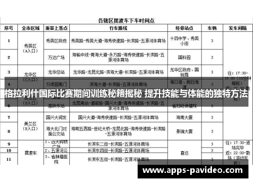 格拉利什国际比赛期间训练秘籍揭秘 提升技能与体能的独特方法